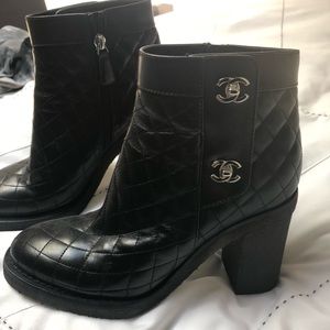 Chanel Logo Leather Boots
